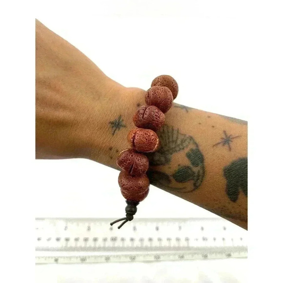 Lava Rock Stretch Bead Bracelet Wrap Lightweight - Picture 6 of 7